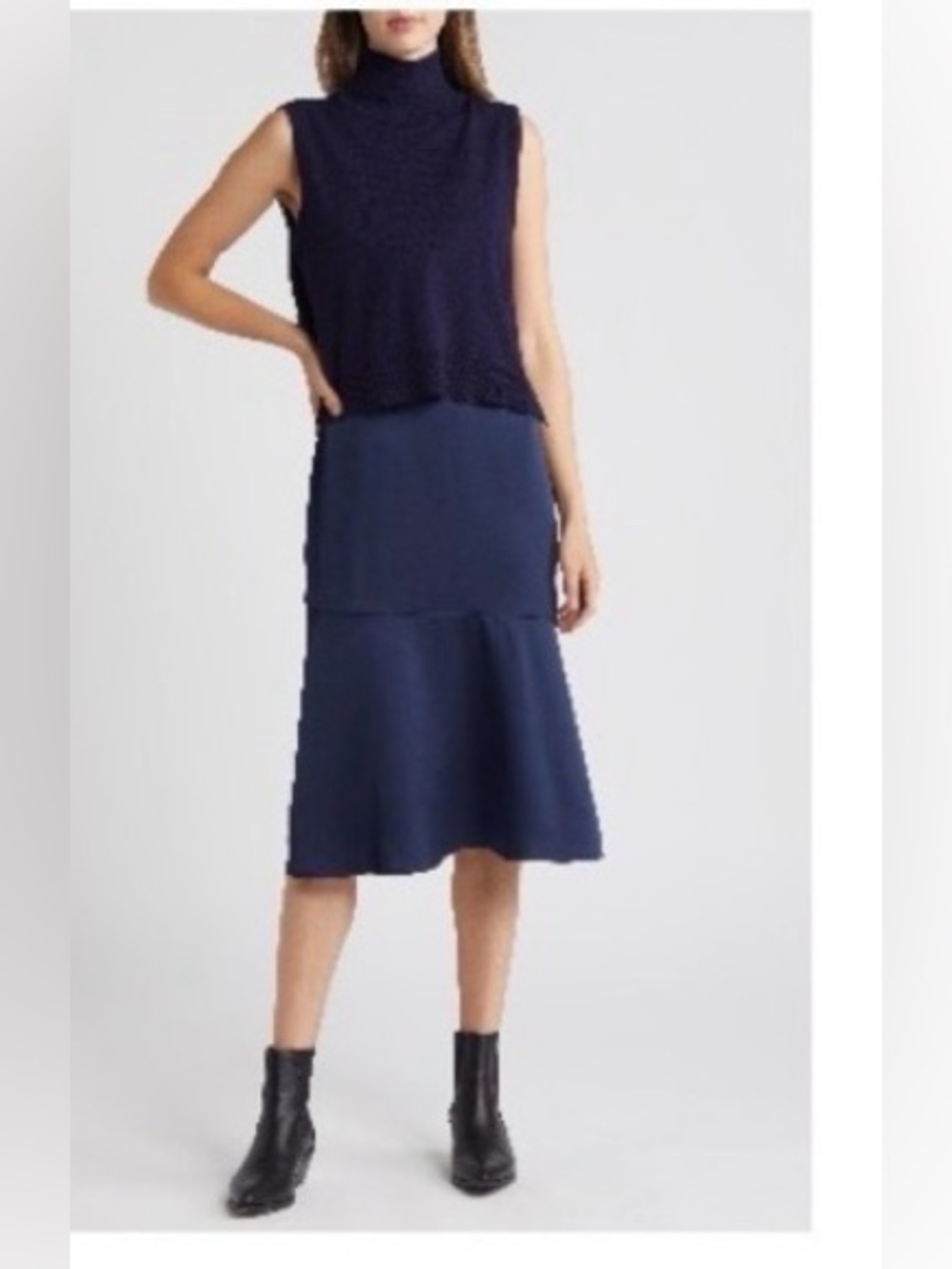 Sam Edelman Navy Sleeveless Sweater and Slipdress Set